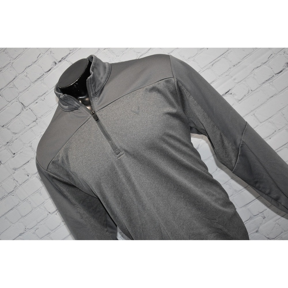 Callaway 1/4  Zip Pullover Mens XL Gray Golf Sweater Mock Neck Waffle Thermal **
